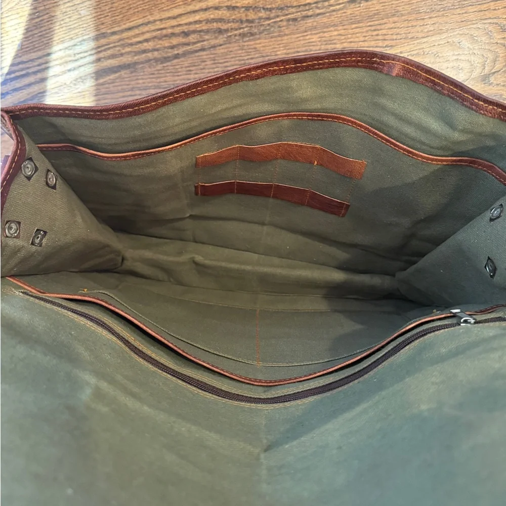 Brown leather messenger bag